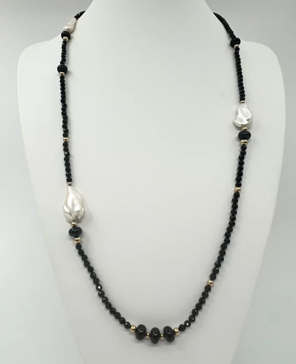 Sautoir spinelle, tourmaline, keishis et gold filled