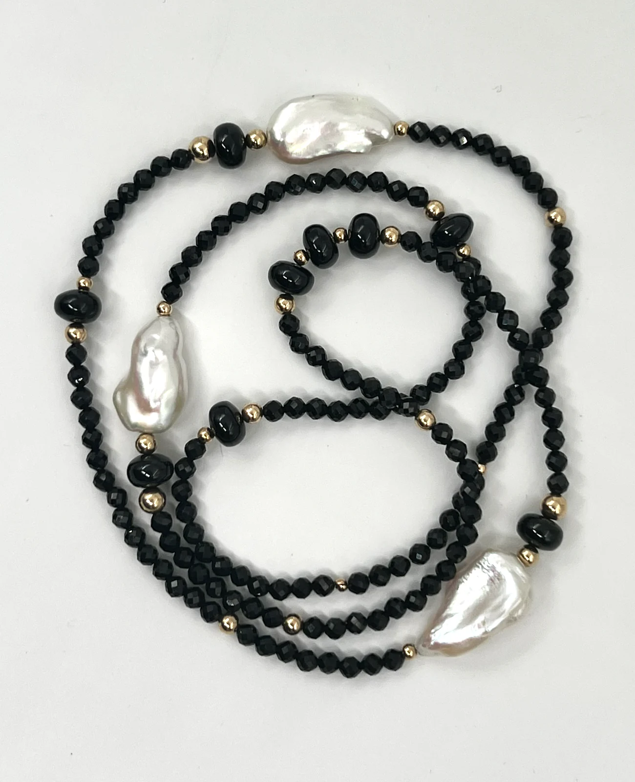 Sautoir spinelle, tourmaline, keishis et gold filled