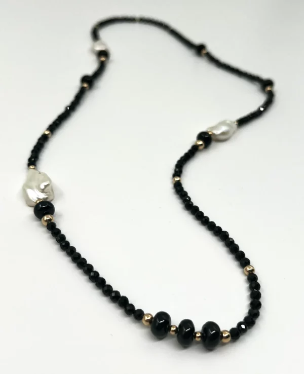 Sautoir spinelle, tourmaline, keishis et gold filled