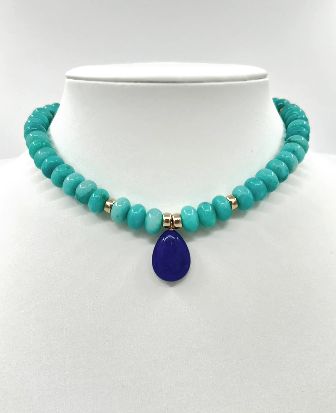 Collier amazonite, lapis lazuli et gold filled