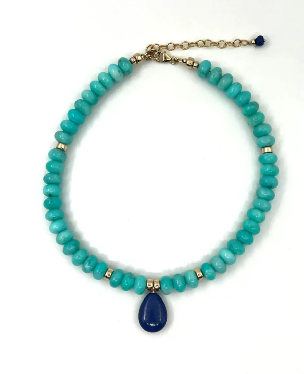 Collier amazonite, lapis lazuli et gold filled