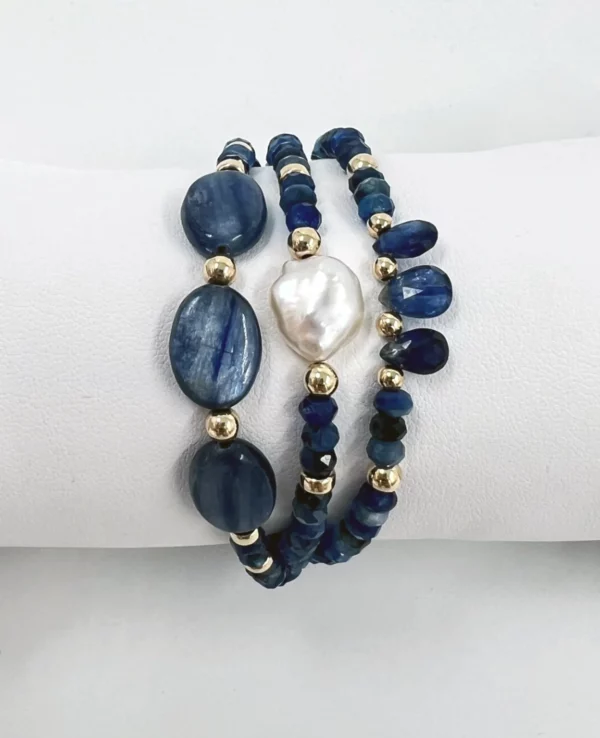 Bracelet cyanite, keishis et gold filled