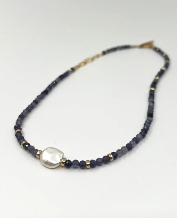 Bracelet iolite, opale éthiopienne, keishi & gold filled – Image 2