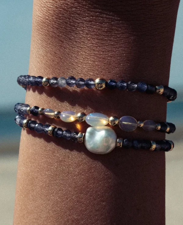 Bracelet iolite, opale éthiopienne, keishi & gold filled – Image 4