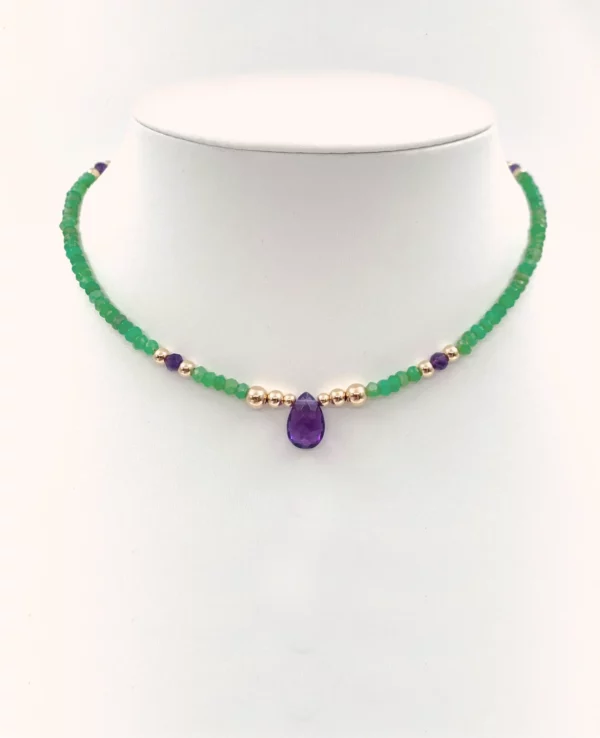 Chocker grenat, perles de culture gold filled
