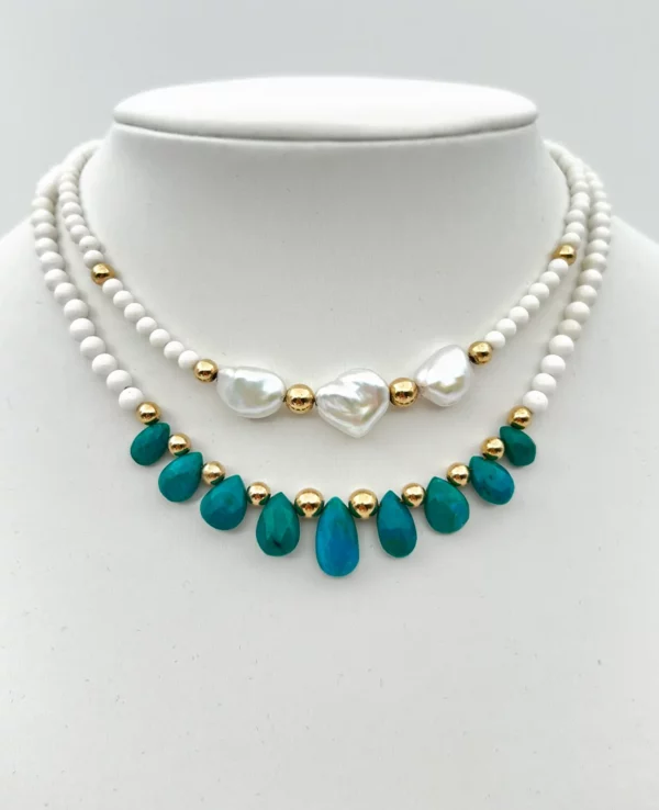 Chocker cacholong chrysocolle keishis gold filled