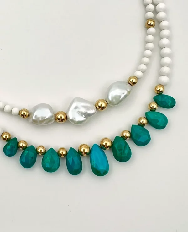 Chocker cacholong chrysocolle keishis gold filled